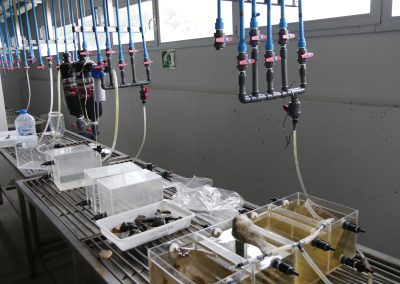 Laboratori que rep l’aigua de la cala Sant Francesc
